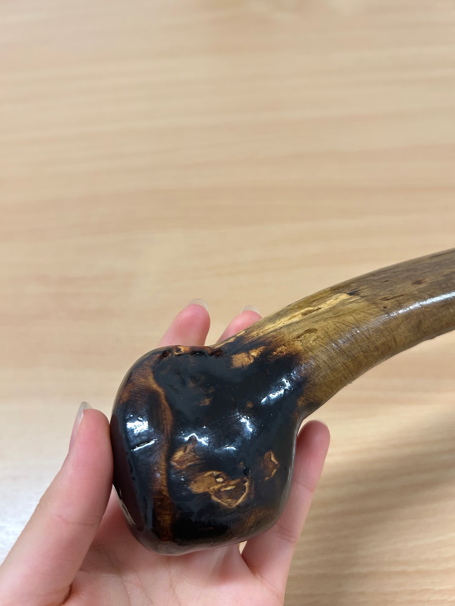 Hazel Walking Stick with Rugged Shaft & Dark Top – 102cm