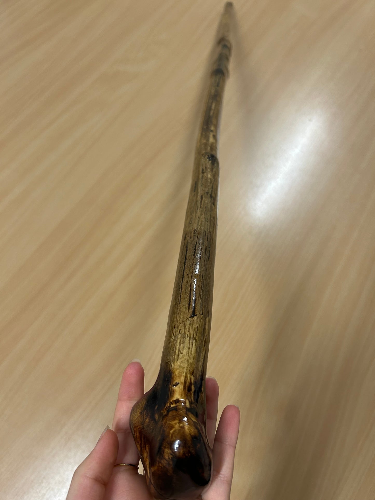 Hazel Walking Stick with Rugged Shaft & Dark Top – 102cm