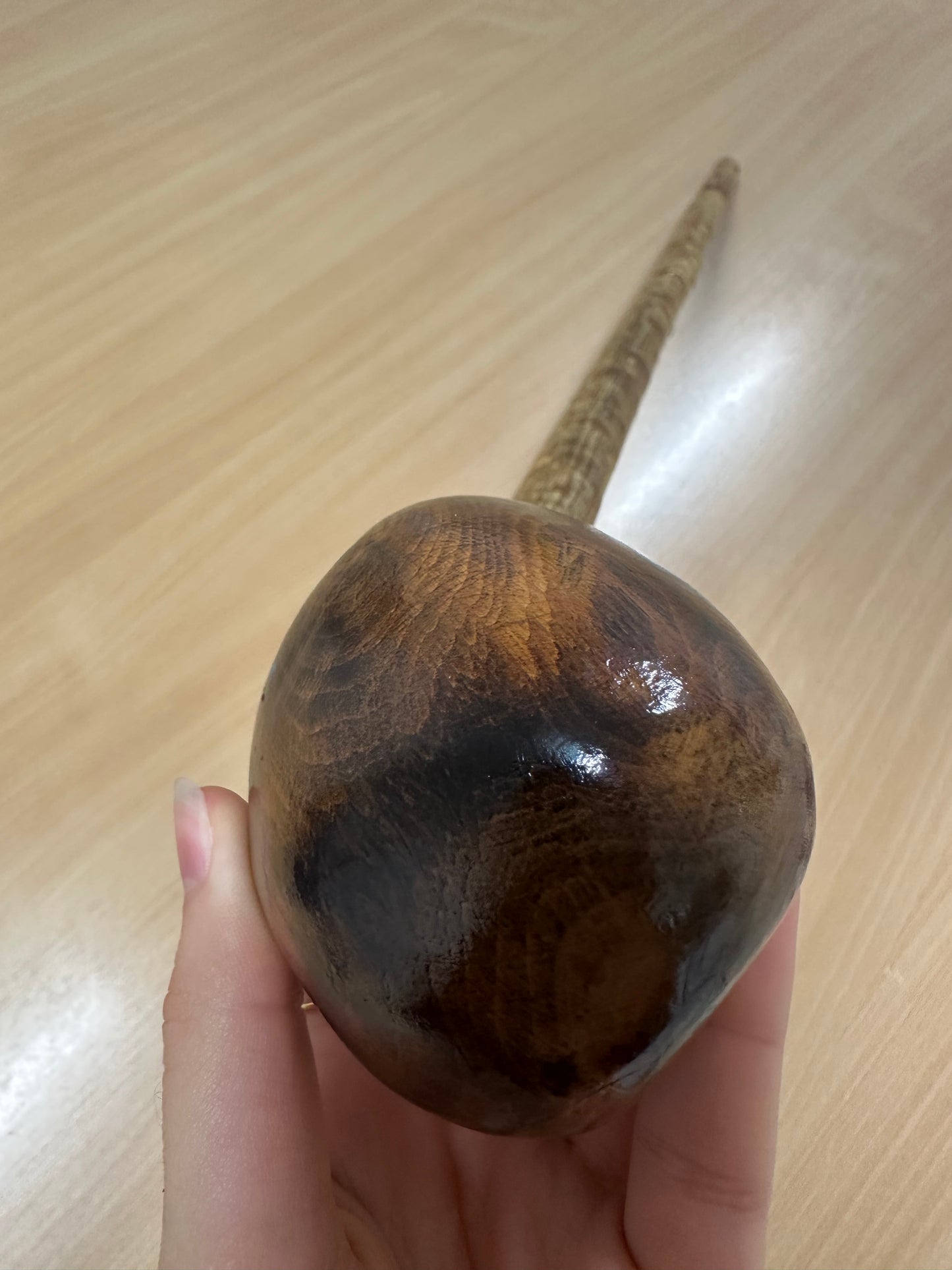 One-Piece Hazel Walking Stick with Large Round Handle – 98cm