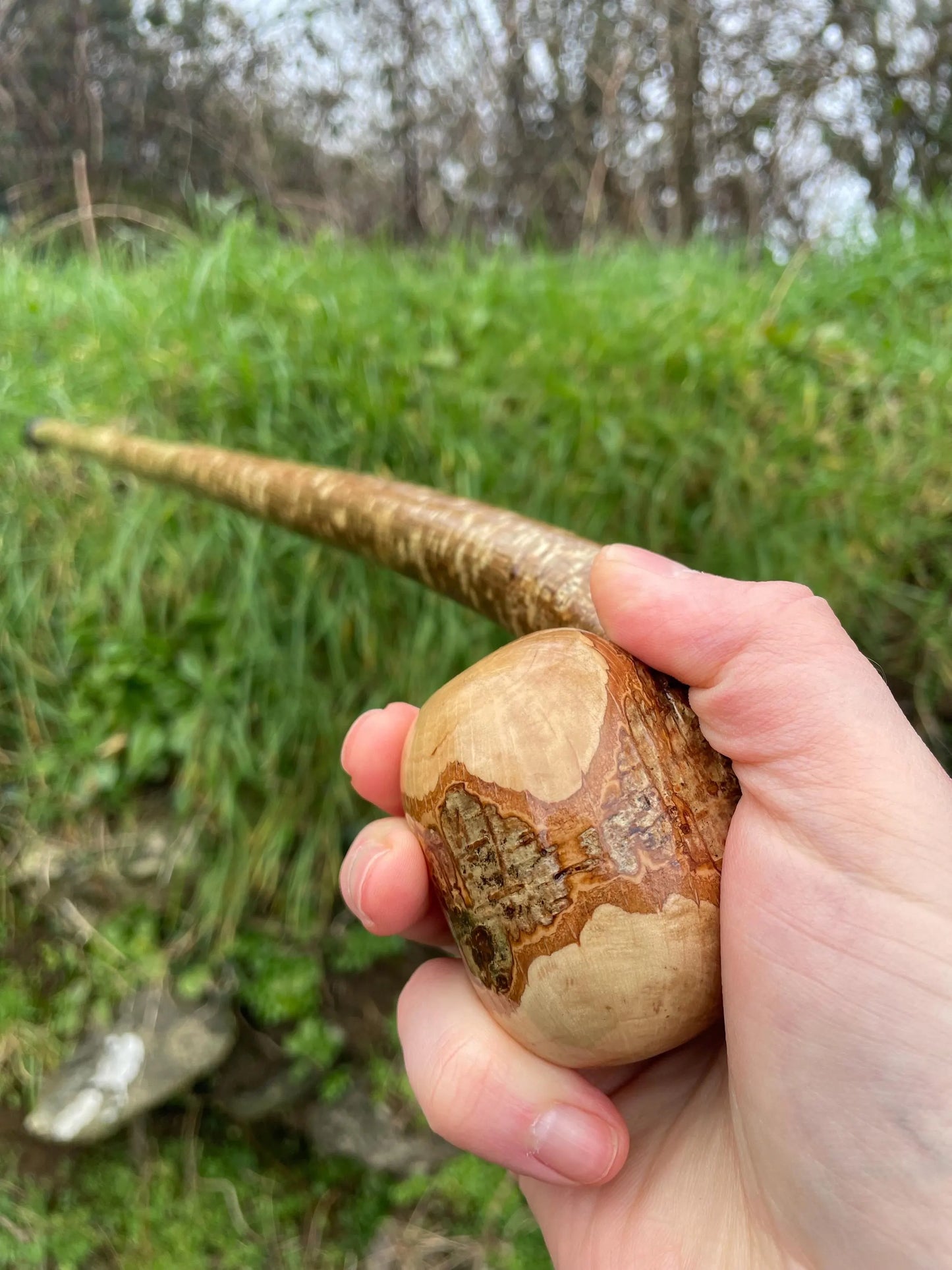 Hazel Irish walking stick with a large knobhead