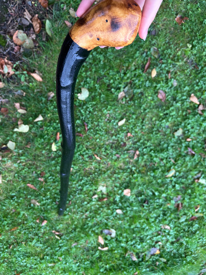Black-Painted Whitethorn Walking Stick with Round Head – 95 cm