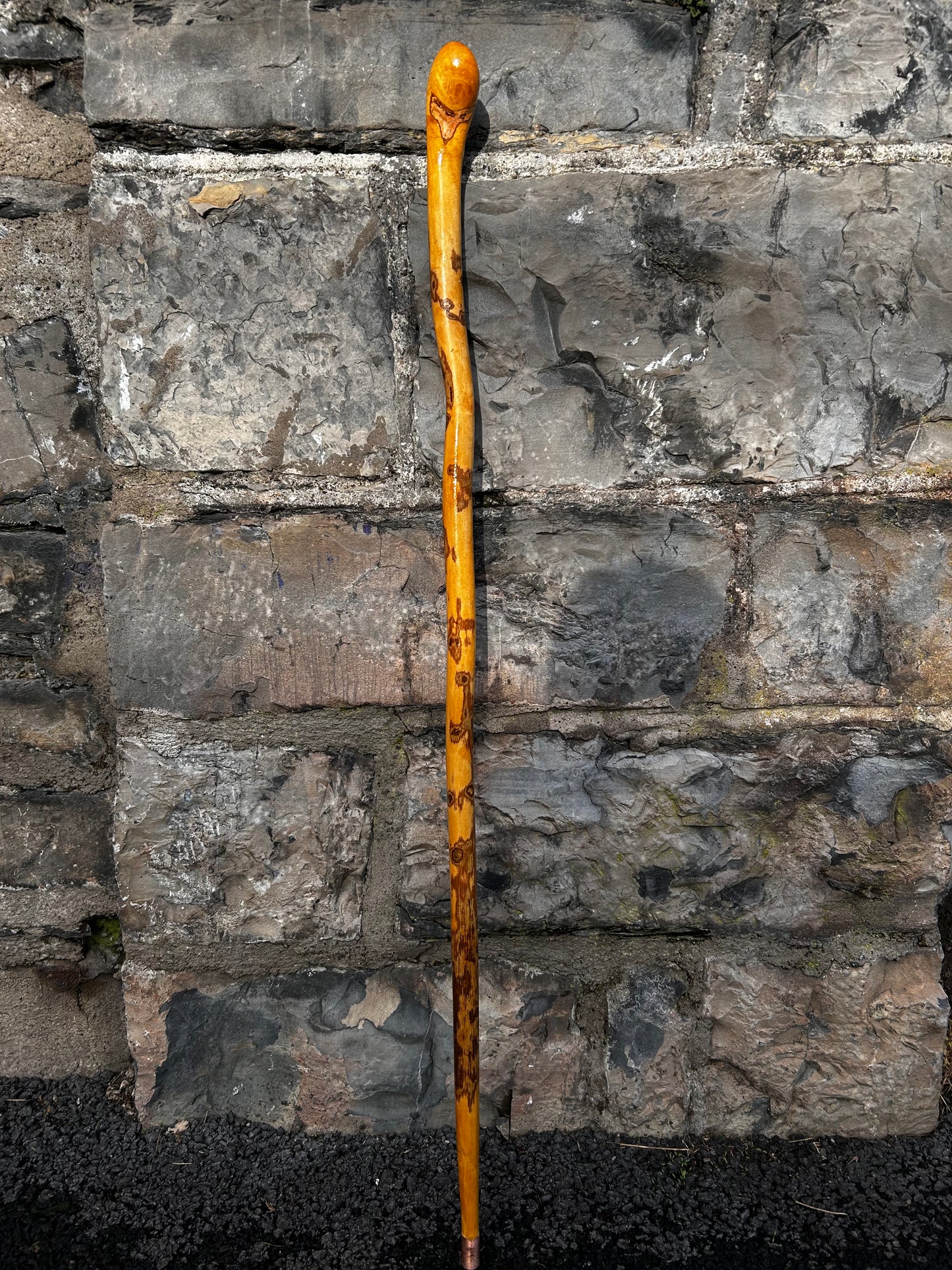 Light Hazel Walking Stick with Copper End – 37” (94 cm)