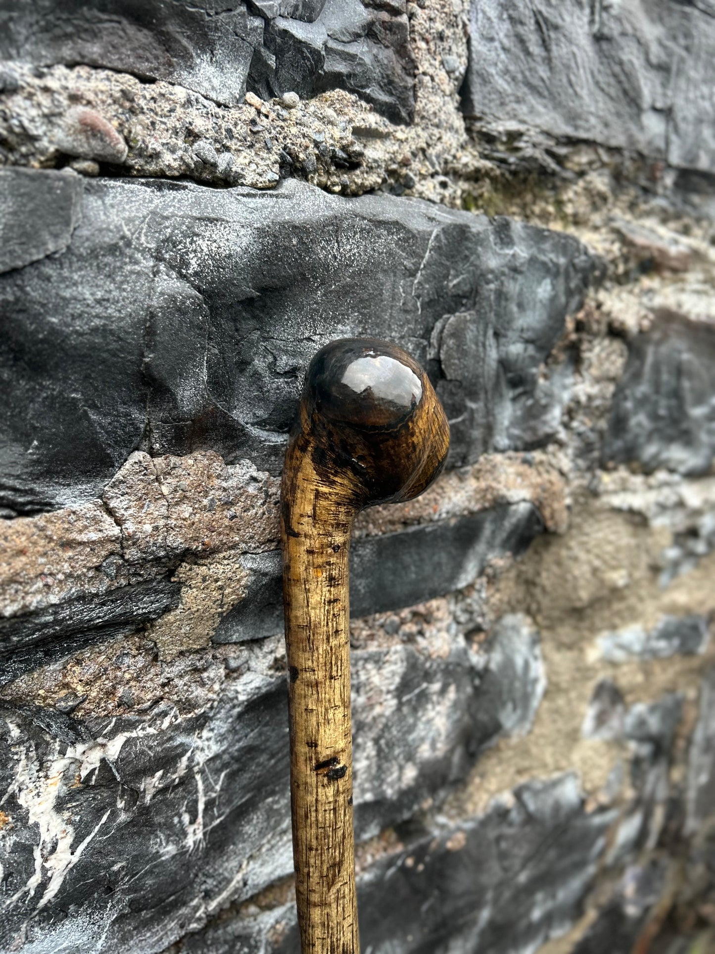 Hazel Walking Stick with Large Dark-Finished Knob Head – 100 cm (39.4”)