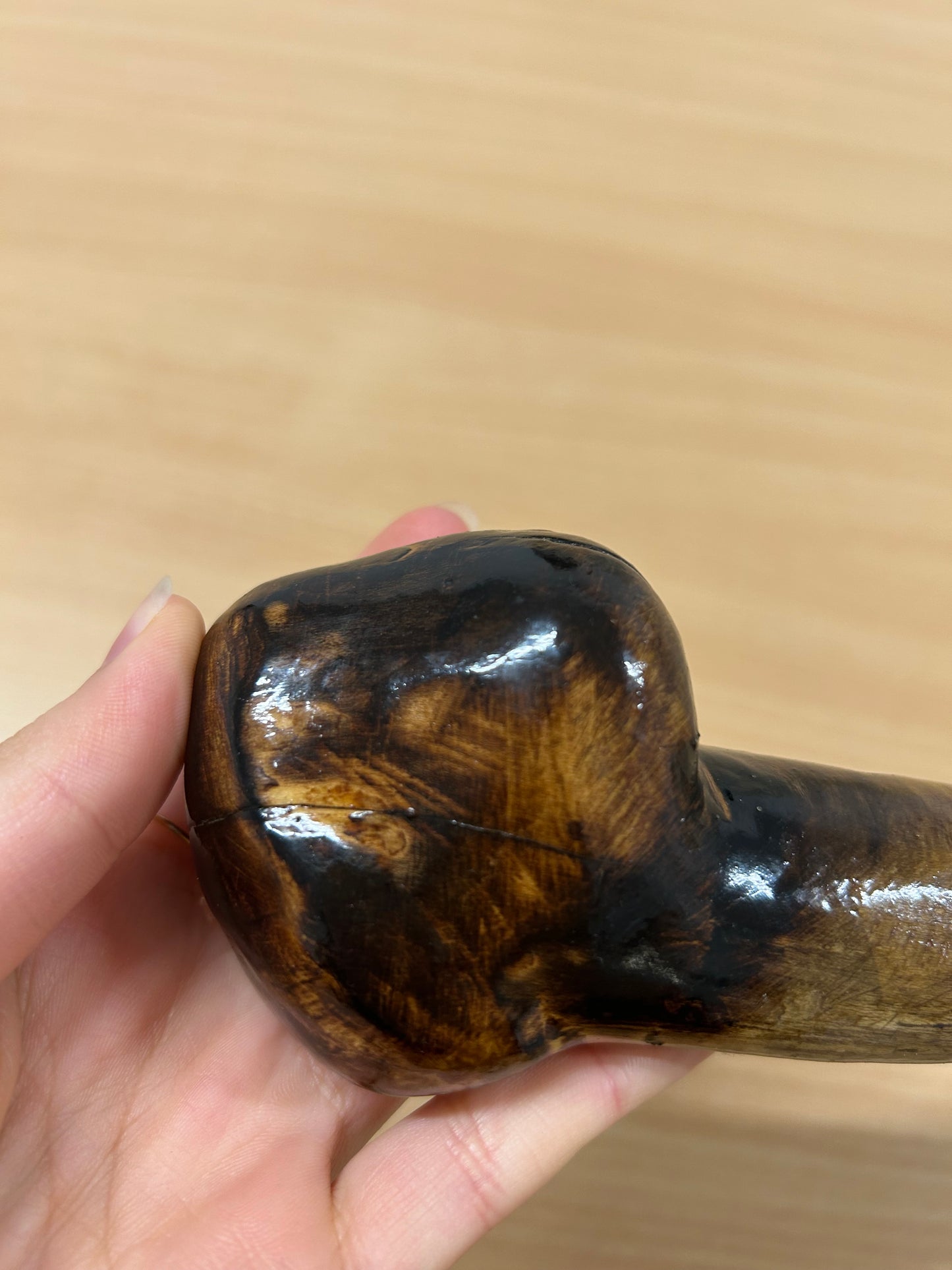 Hazel Walking Stick with Rugged Shaft & Dark Top – 102cm