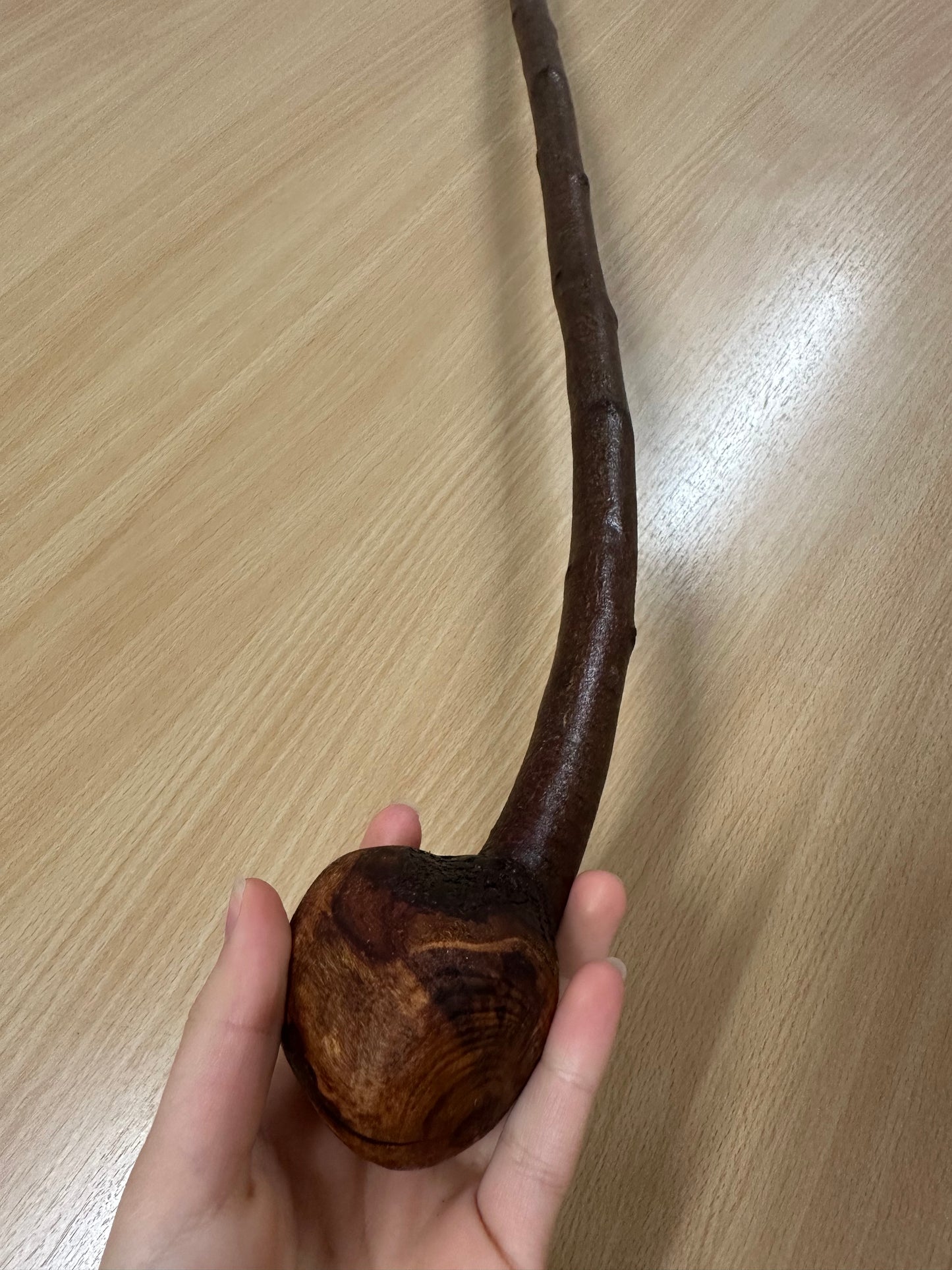 Thin Blackthorn Hiking Stick with Large Grip – 95cm