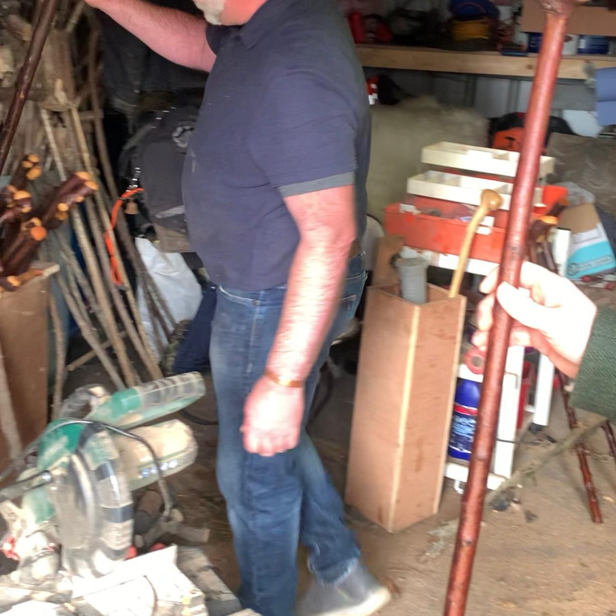 Traditional Irish stick maker workshop with handcrafted blackthorn walking sticks and shillelaghs in production