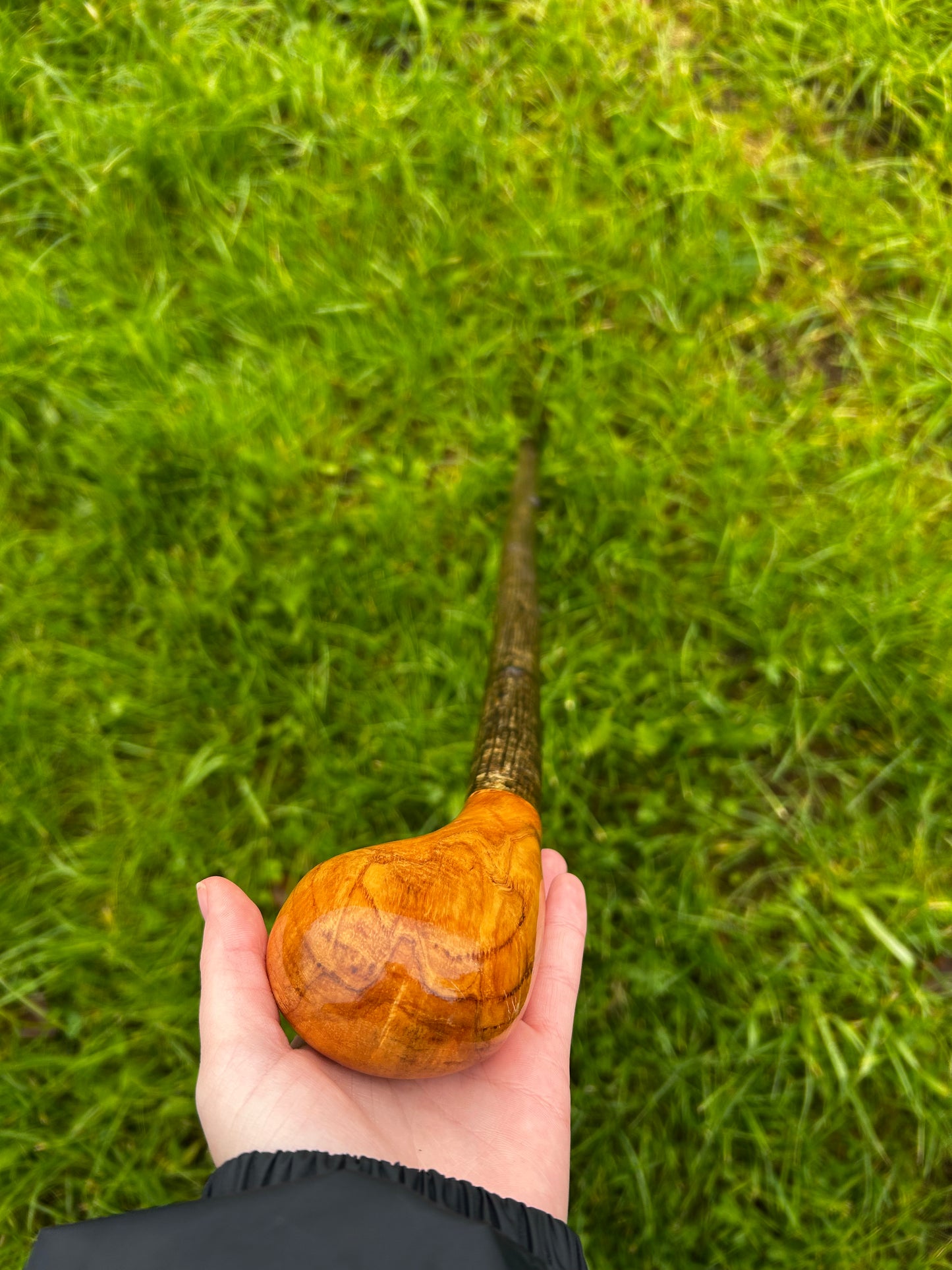 Two-Piece Hazel Walking Stick with Spalted Beech Head – 90 cm (35.4”)