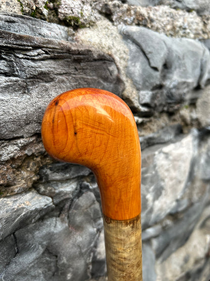 Two-Piece Hazel Walking Stick with Spalted Beech Head – 96 cm (37.8”)