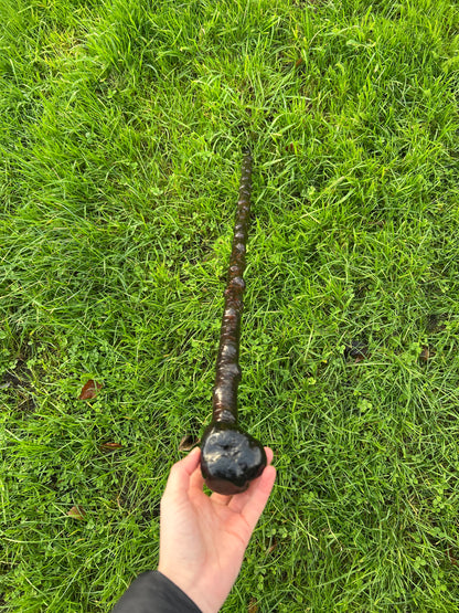 Black-Painted Blackthorn Walking Stick with Smooth Round Handle – 100 cm (39.4”)