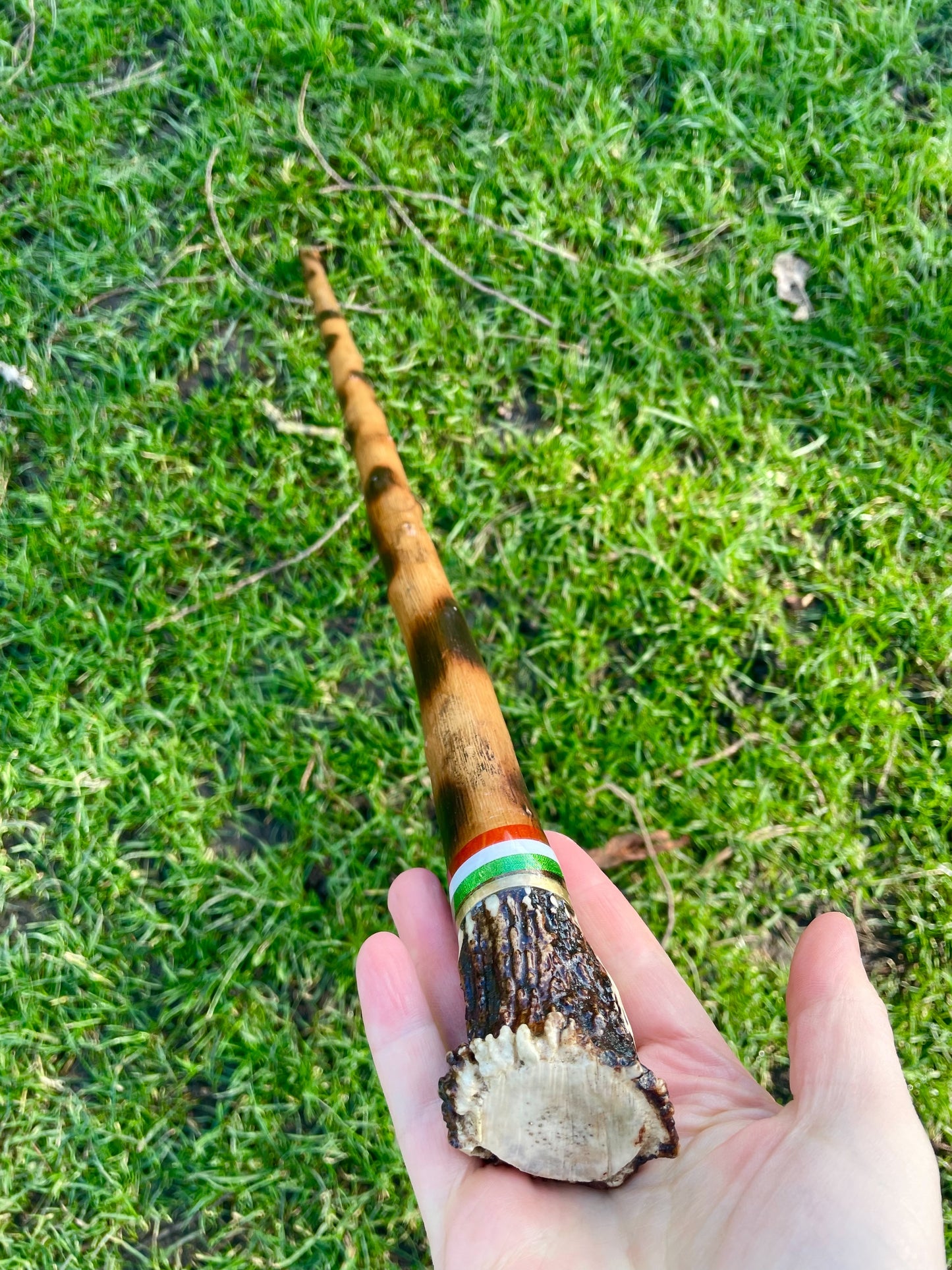 Blackthorn walking stick with curved handle