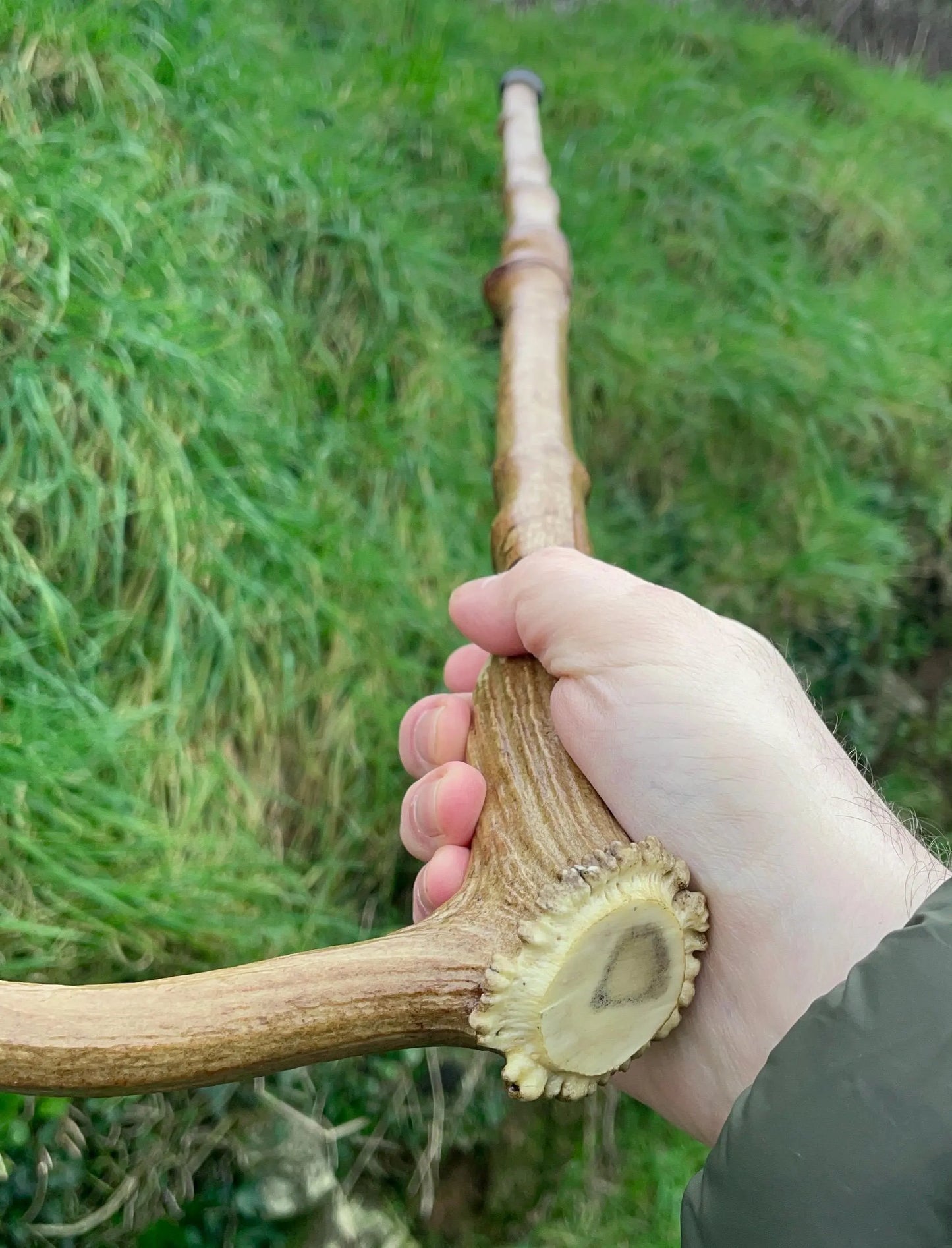 Blackthorn Tall staff Hiking stick with Antler