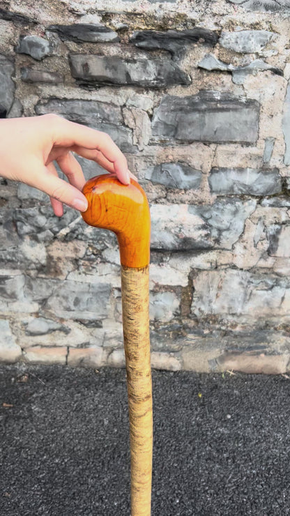 Two-Piece Hazel Walking Stick with Spalted Beech Head – 96 cm (37.8”)