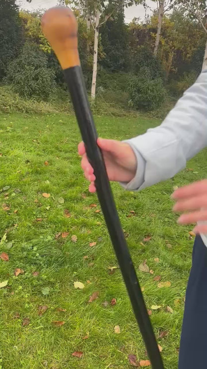 Black Hazel Walking Stick with Bulb Head – 99 cm  / 39 inches